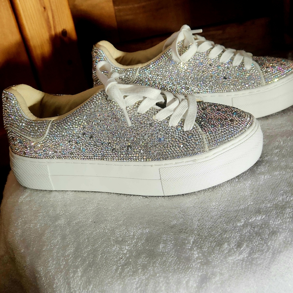 Betsy Johnson Gorgeous Rhinestone Sparkling Silver Womens Platform Whimsy Size 6 - Picture 7 of 16
